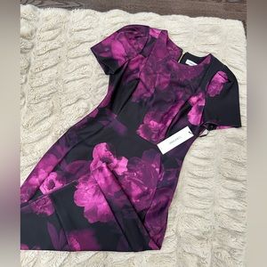 Calvin Klein purple black floral dress